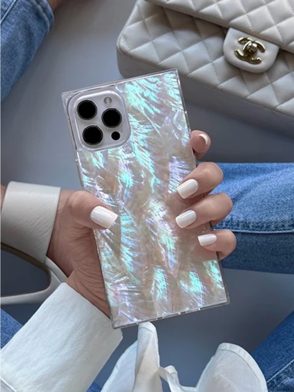 FLAUNT-SQUARE® Mother of Pearl iPhone 17Pro Case